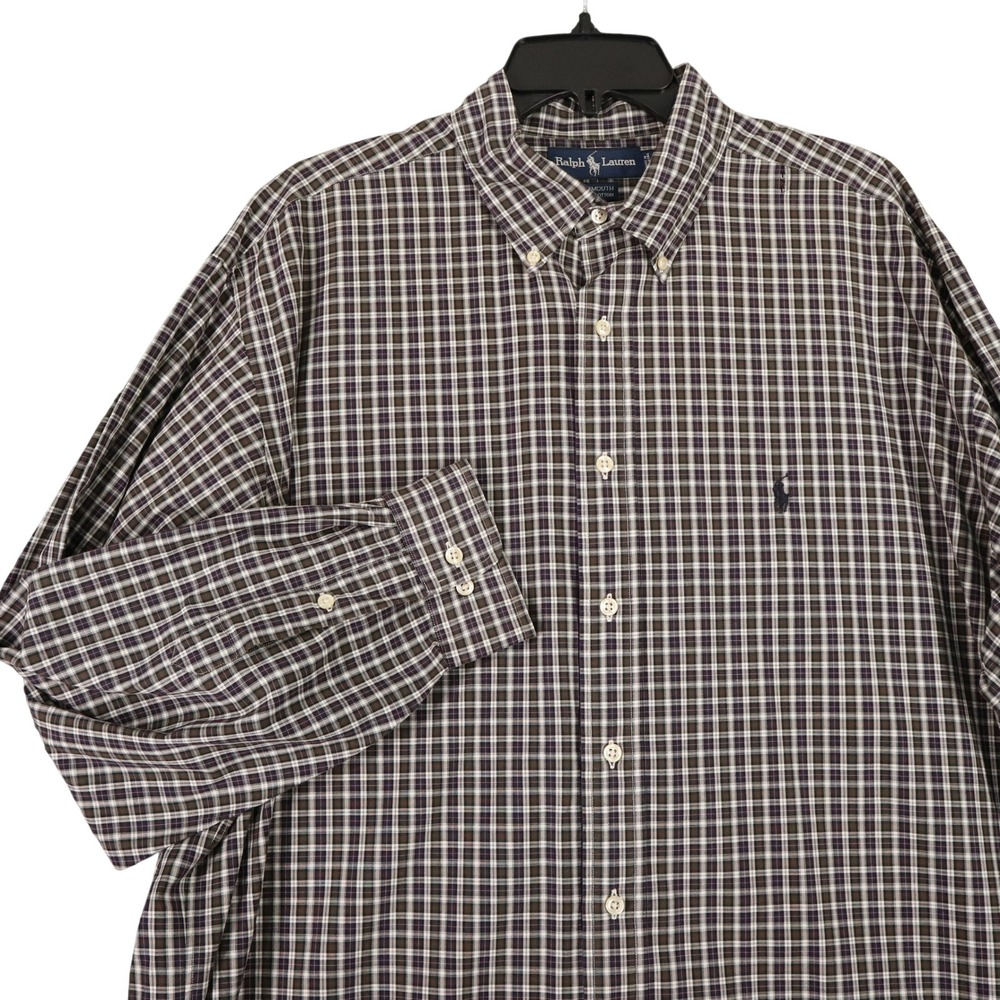 Ralph Lauren Yarmouth Shirt Mens XL Plaid Cotton Button Down Office Wear